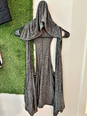 Copper Key Hooded Open Front Cardigan in Gray Large Like New